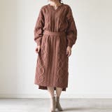モカ | ランダムなデザイン編みが女性らしい印象に!ケーブル編みキーネックニットワンピース… | aquagarage