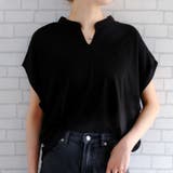 ブラック | 【新色追加】綿100%で着心地抜群!ドルマンスリーブキーネックカットソー | aquagarage