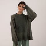 モスグリーン | 透かし編みゆるニットトップス | aquagarage
