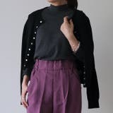 ブラック | カジュアルにもきれいめにも着られる!スナップボタンニットカーディガン | aquagarage