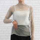 ミント | 首元、袖口、裾部分がメロー仕上げのラメシアートップス | aquagarage