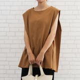 ブラウン | 前後2wayで着られる!リネンライク2wayノースリーブチュニック | aquagarage