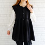 ブラック | 立体的なフォルムが大人可愛いウエストフレアボタンベスト | aquagarage