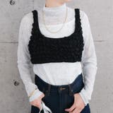 グレー | リボン柄プリントの総柄が目を惹く、シアートップス | aquagarage