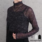 リボン柄プリントの総柄が目を惹く、シアートップス | aquagarage | 詳細画像1 