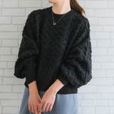 ブラック | ジャガード編みショート丈ニット 秋 冬 レディース | aquagarage