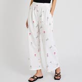 ホワイト | 花柄ワイドパンツ レディース 春 夏 秋 M | aquagarage