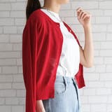 レッド | 接触冷感金ボタンカーディガン レディース 春 夏 M 半袖 | aquagarage