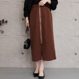 ブラウン×ベージュ | フロントジップナロースカート レディース 春 夏 秋 冬 M | aquagarage