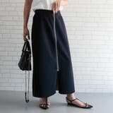 ネイビー×グレー | フロントジップナロースカート レディース 春 夏 秋 冬 M | aquagarage