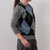チャコール | アーガイル柄カーディガン 春  秋 冬 M レディース | aquagarage