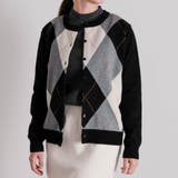 ブラック | アーガイル柄カーディガン 春  秋 冬 M レディース | aquagarage