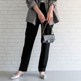 ブラック | ウール調ストレッチテーパードパンツ レディース 春 秋  冬 M L LL | aquagarage