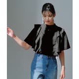 ブラック | フリルが大人可愛い華やかな印象に!ふんわりダブルフリルブラウス | aquagarage