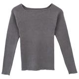 チャコール | トレンドのスクエアネックが大人可愛い印象のスクエアネックリブニットトップス | aquagarage