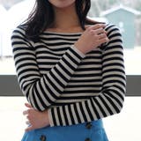 ボーダー | トレンドのスクエアネックが大人可愛い印象のスクエアネックリブニットトップス | aquagarage