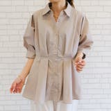 グレージュ | 女性らしいシルエットを演出!ウエストタックシャツオフィスカジュアル | aquagarage