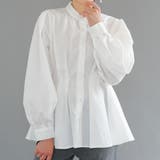 オフホワイト | 女性らしいシルエットを演出するウエストタック長袖ブラウス | aquagarage