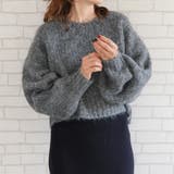 ダークグレー | ラウンドネックショート丈ニットトップス | aquagarage