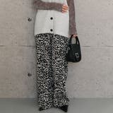 ブラック | やわらかく、落ち感のあるカットソー生地のレオパード柄プリーツパンツ | aquagarage