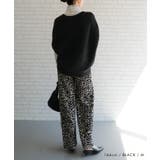 やわらかく、落ち感のあるカットソー生地のレオパード柄プリーツパンツ | aquagarage | 詳細画像12