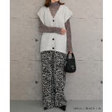 やわらかく、落ち感のあるカットソー生地のレオパード柄プリーツパンツ | aquagarage | 詳細画像13