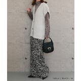 やわらかく、落ち感のあるカットソー生地のレオパード柄プリーツパンツ | aquagarage | 詳細画像14