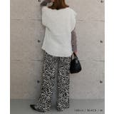 やわらかく、落ち感のあるカットソー生地のレオパード柄プリーツパンツ | aquagarage | 詳細画像15