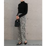 やわらかく、落ち感のあるカットソー生地のレオパード柄プリーツパンツ | aquagarage | 詳細画像9