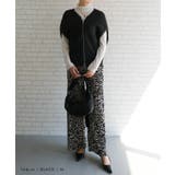 やわらかく、落ち感のあるカットソー生地のレオパード柄プリーツパンツ | aquagarage | 詳細画像10