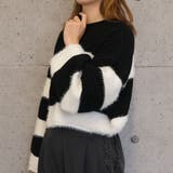 アイボリー×ブラック | ショート丈ボーダーニット | aquagarage