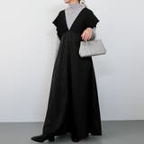 ブラック | シャーリングロングワンピース 春 夏 秋 | aquagarage