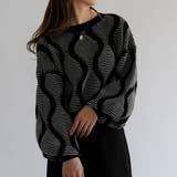 ブラック | ジャガードショートニットトップス レディース | aquagarage