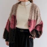 ボルドー | グラデーションニットカーディガン 秋 冬 M レディース | aquagarage