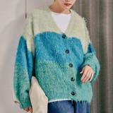 ブルー | グラデーションニットカーディガン 秋 冬 M レディース | aquagarage