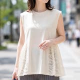 アイボリー | サイドレース切替ペプラムトップス 春 夏 M | aquagarage