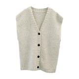 オフベージュ | ファンシーヤーン前ボタンベスト | aquagarage