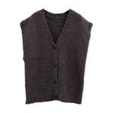 チャコール | ファンシーヤーン前ボタンベスト | aquagarage