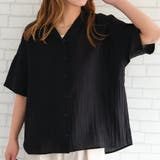 ブラック | シアー半袖開襟シャツ レディース 春 秋 冬 | aquagarage