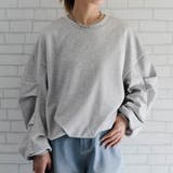 グレー | 袖タックバルーントップス 秋 冬 M レディース | aquagarage