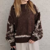 ブラウン | やわらかな色合いと独特な柄が印象的!ニュアンス柄ニットトップス | aquagarage