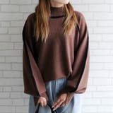 ブラウン | 配色の切り替えデザインがアクセント!カシミアタッチ配色ニットトップス | aquagarage