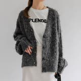 チャコール | MIXシャギーニットカーディガン 秋 冬 M レディース | aquagarage