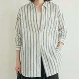 オフホワイト | ストライプシャツ 春 夏 秋 M レディース | aquagarage