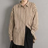 ベージュ | ストライプシャツ 春 夏 秋 M レディース | aquagarage