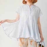 サックス | フレンチスリーブペプラムトップス 春 夏 レディース | aquagarage