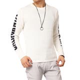オフホワイト(袖ロゴ) | ジャガード織りニット 選べる21種 クルーネック | ARCADE