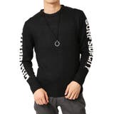 ブラック(袖ロゴ) | ジャガード織りニット 選べる21種 クルーネック | ARCADE
