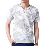D柄ホワイト(Vネック) | Tシャツ メンズ 総柄 | ARCADE