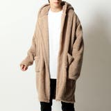 ベージュ | 総ボア ふわふわ、もふもふ ファーリーなシャギーフードに包まれるフード付きセミロ… | ARCADE